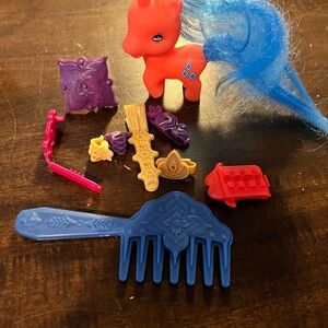 Orange Pony Hair Playset with Blue Mane and Assorted Styling Accessories
